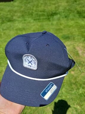 NWT Ahead Navy Blue Osler Bluff Snapback Hat with White Trim
